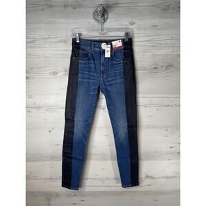 Express Jeans Womens 6R Hyper Stretch Ankle Legging High Rise‎ Skinny Two Tone